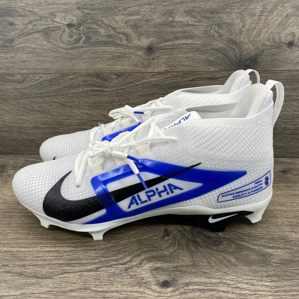Nike Alpha Menace 4 Elite Football Cleats Mens 14 White Blue IB2501-104